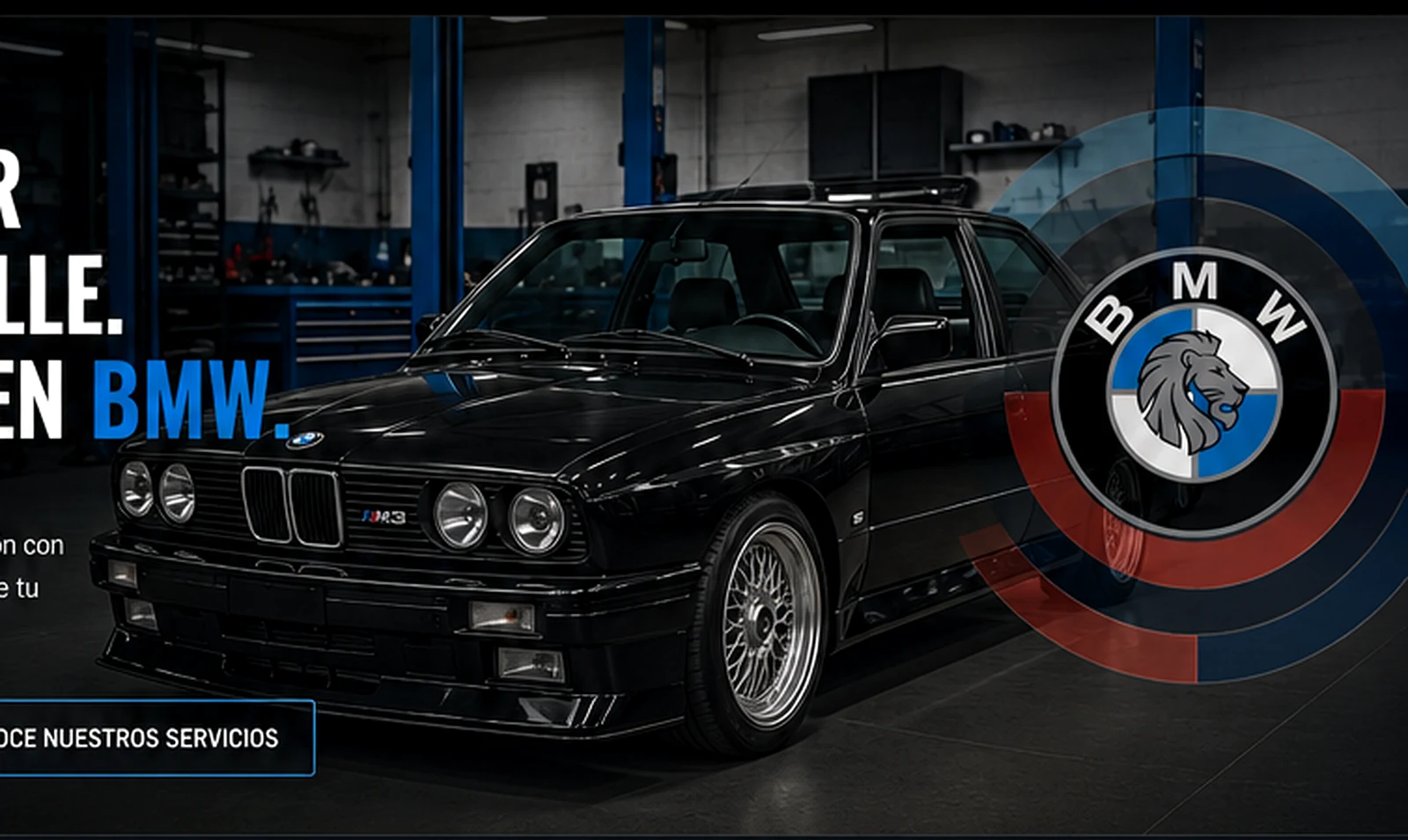 BMW E30 M3 clásico en un taller especializado